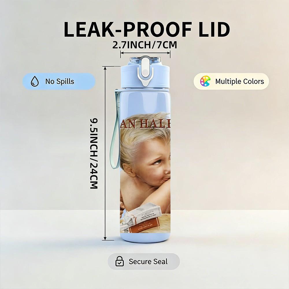 1PC Sleeping Baby Angel Print 750ml Sports Water Bottle Leakproof Straw Lid Outdoor Office Home