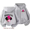 Felpa con zip per bambina Y2k Ragazza Nera Hip Hop Ragazze Giacca con cappuccio Autunno Zip Autunno Ombra Felpa con cappuccio casual Taglia 100-160