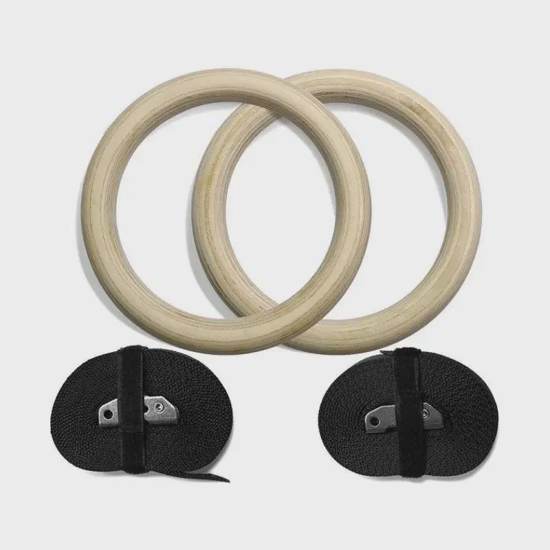 Set di Anelli da Ginnastica in Legno Regolabili per Fitness Indoor ed Esercizi a Casa