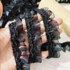 Decorazione Colletto e Polsini in Pizzo Nero a Doppio Strato Fai da Te per Vestiti/Bambole per Animali