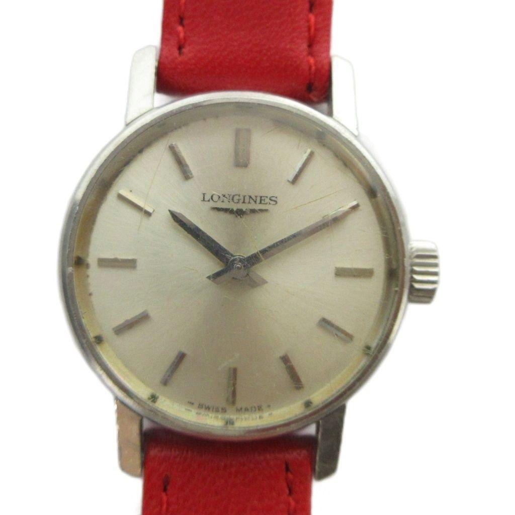 Used Longines watch hand-wound leather belt silver color GY11 /MQ