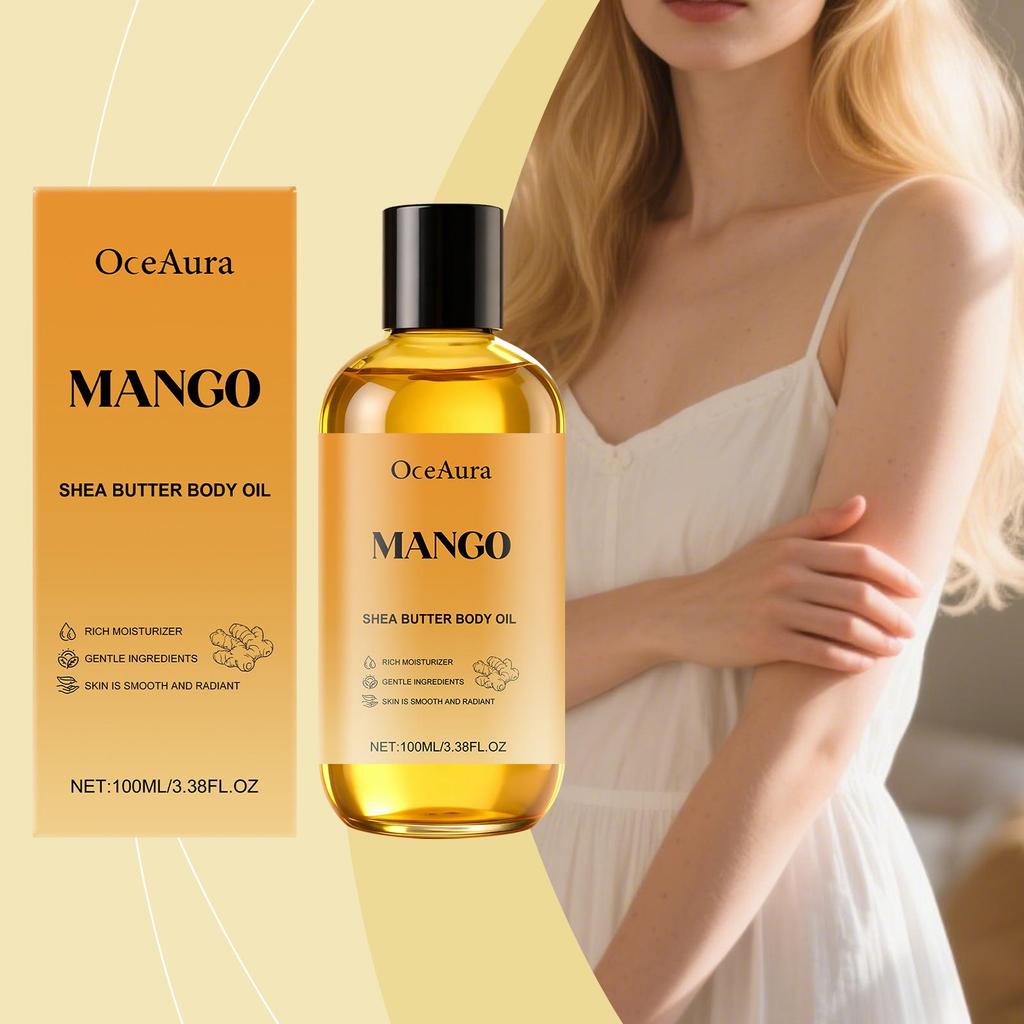 OCEAURA Mango Shea Body Oil: Nourishing, Moisturizing, Non-Greasy Skincare for Soft, Smooth, Refreshed Skin.