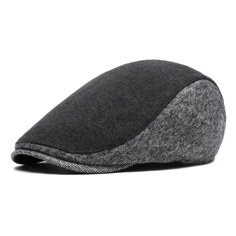 Winter Cotton Solid Warm Newsboy Caps Flat Cap Men And Women Painter Beret Hats 138