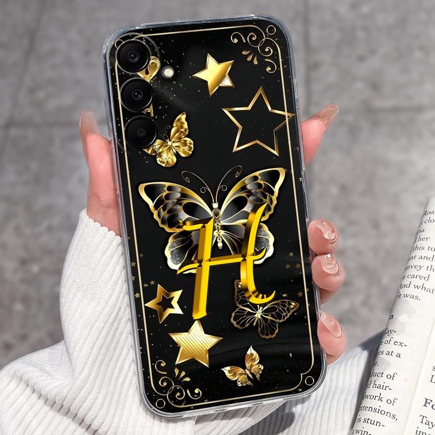 For Samsung A17 A16 A15 A14 A13 A12 M16 M14 M13 M12 M10 Pretty Butterfly Letter Clear TPU Phone Cover Lens Protection Anti Slip Shell For Samsung Case