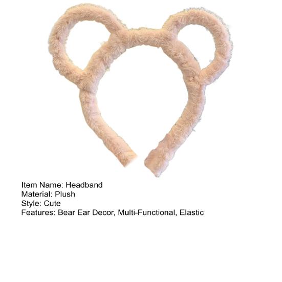 Femei, iarnă, groasă, bentiță de pluș, urechi rotunde de urs, machiaj, cerc de păr elastic, culoarea bomboanelor, accesorii pentru păr