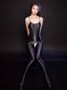 Satin Smooth Backless Oil Glossy Shiny Bodysuit See Through Open Crotch Sexy Tights Elastic Shaping Leotard Bandage Stage Wear