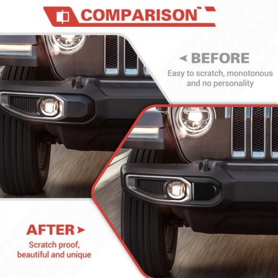 2x Carbon Fiber Front Bumper Guard Pad Cap End Cover For Jeep Wrangler JL JT 18+