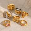 Stainless Steel Exaggerated Zirconia Ring, High-end and Retro Finger Ring, Titanium Steel Hand Accessory