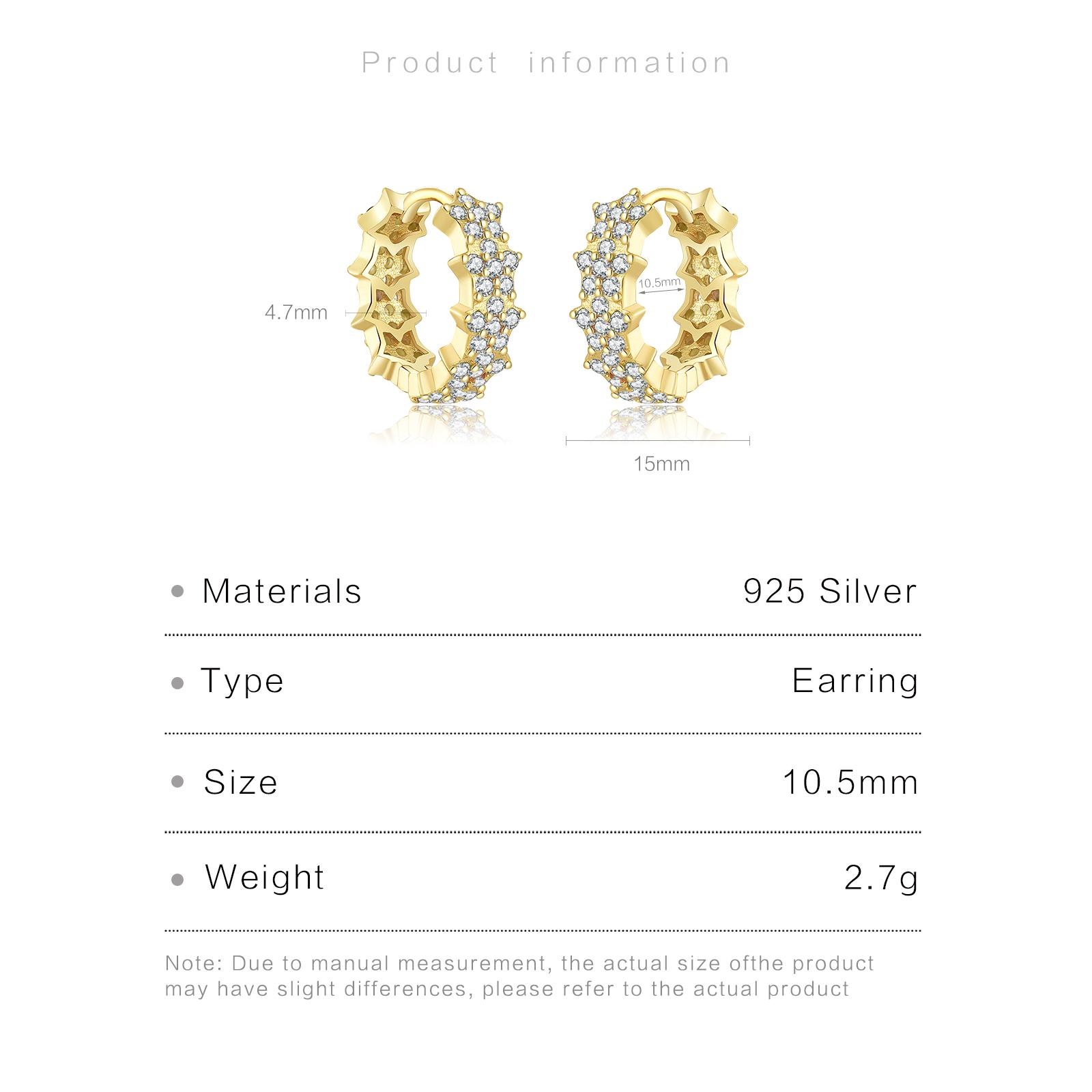 ANDYWEN серьги-кольца из стерлингового серебра 925 пробы со звездами — фото 12