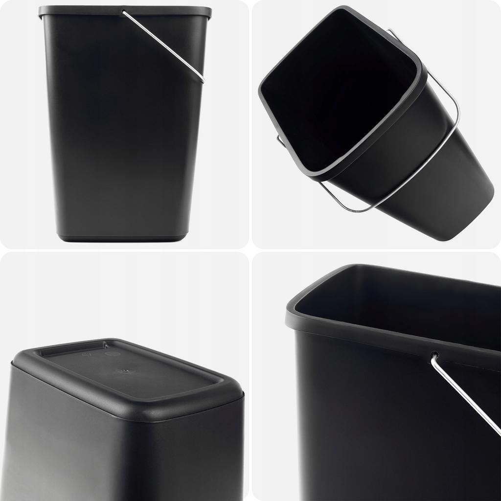 KADAX 12L Trash Can Waste Container Black with Handle Bucket