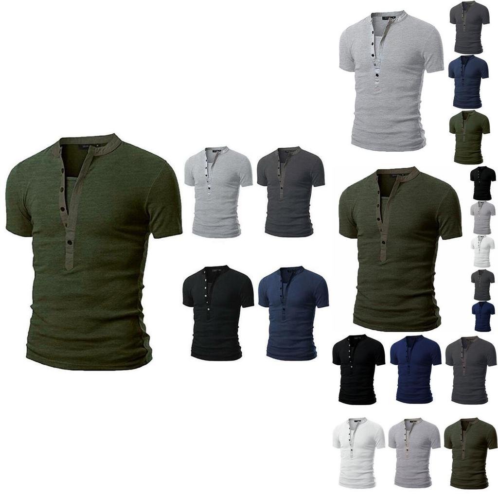 T-shirt da Uomo alla Moda Slim Fit Scollo a V Muscle Tee Top Casual Manica Corta Camicetta in Eleganti Colori Monocromatici