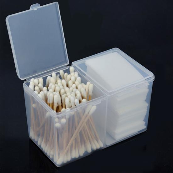 Nail Art Translucent 2 Grid Cotton Pad Swab Storage