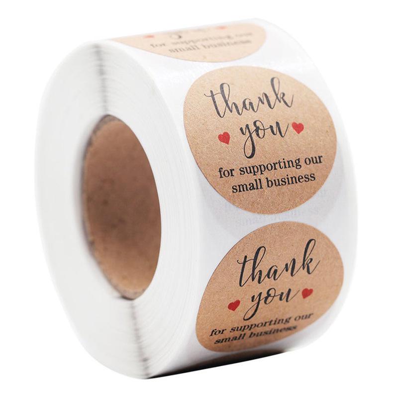 Cowhide Thank You Barcode Stickers: Handmade Round Self-Adhesive Labels for Baking Customization