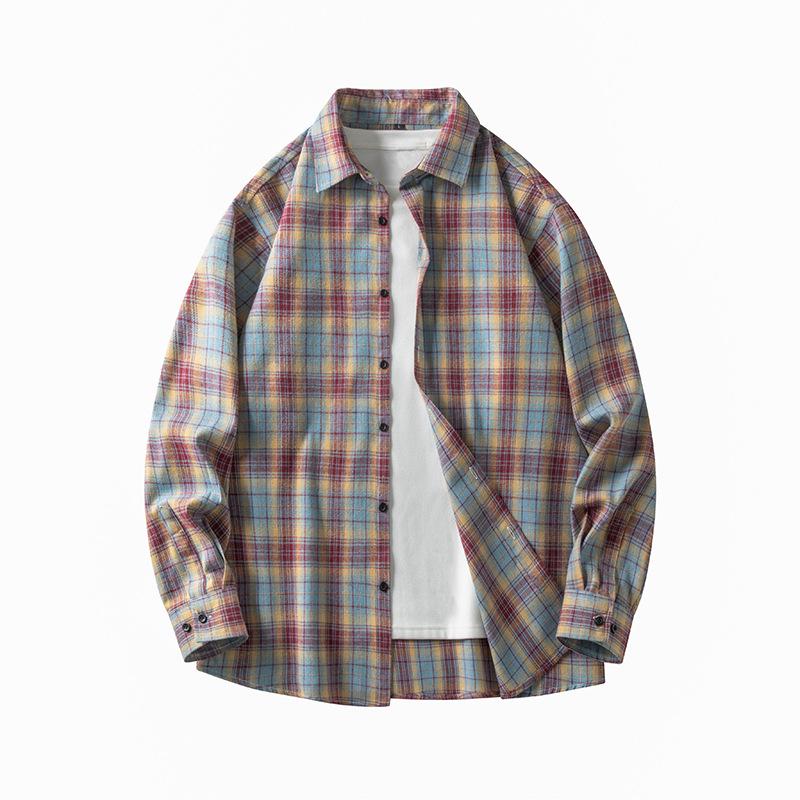 

Men s Retro Plaid Long Sleeve Shirt - Casual Fashion Jacket for Autumn and Spring L