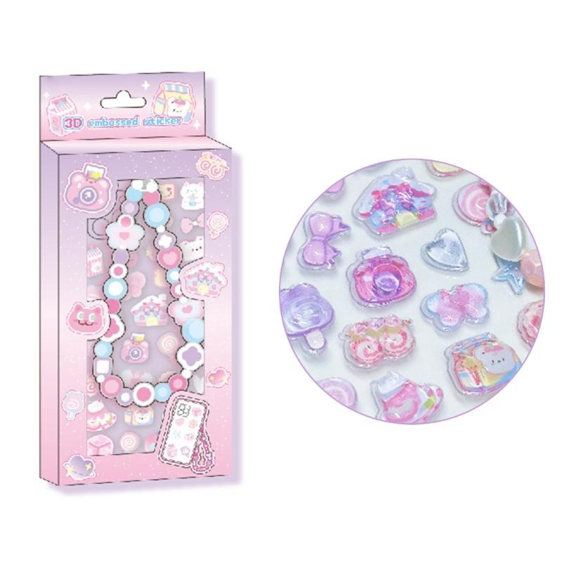 

Cartoon Embossed Sticker Phone Charm Set Adhesive PVC/PET Sticker for Kid Craft Scrapbooking Journal Planner Phone Case