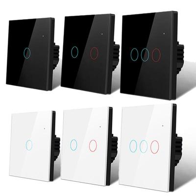 1 2 3 gang interruptor de toque interruptor de parede painel vidro cristal temperado sensor tela toque interruptor luz padrão da ue AC100V-250V à prova dwaterproof água