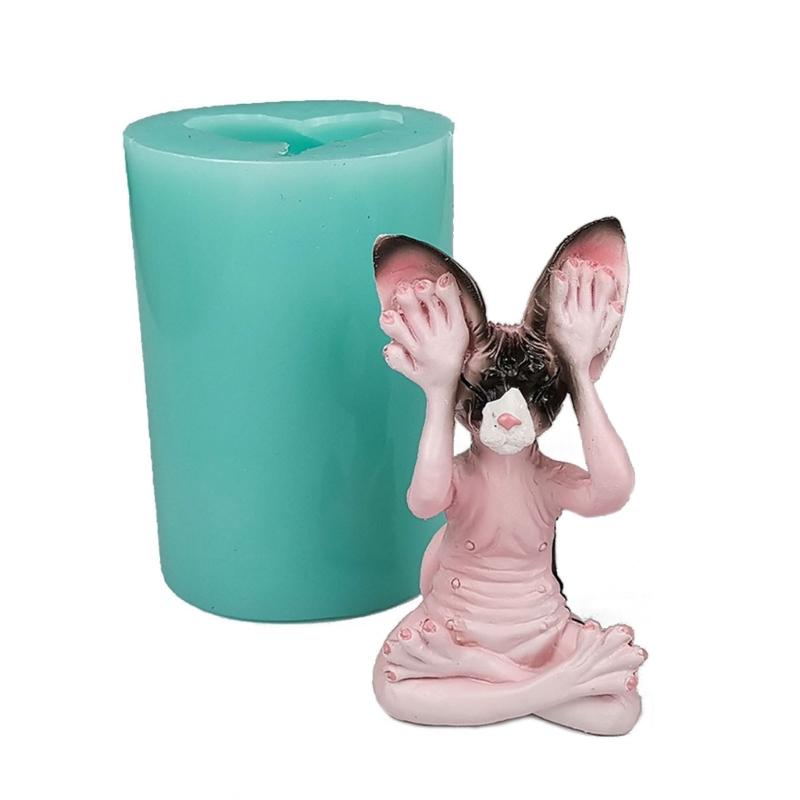 3D Katvormige Kaars Siliconen Mal voor DIY Handgemaakte Kaarsversieringen Vorm Handwerk Maakgereedschap Bakvorm