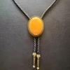 Men's Western Adjustable Bolo Tie with Stone Pendant Braided Leather Rope Necktie Shirt Collar Chain Jewelry Necklace