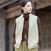 Johnature Women Vintage Coats Stand Sleeveless Button Solid Color Cloths Winter Button Coats