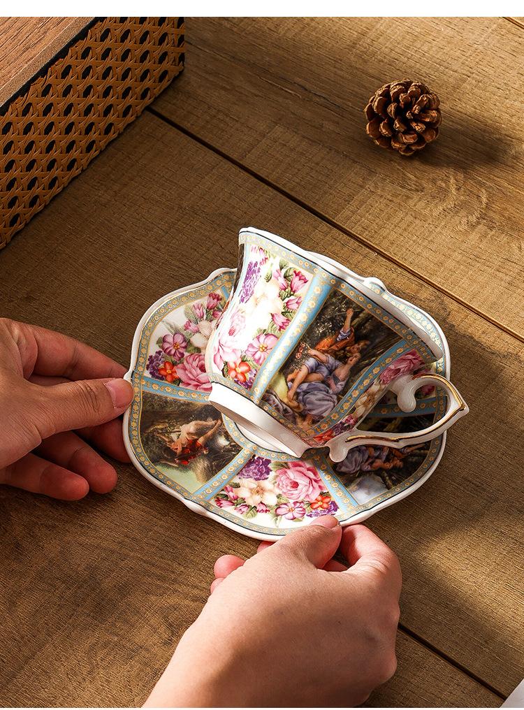 BR200ml Bone China Espresso Cup Saucer Sets Ceramic Black Tea Mug Saucer Afternoon Tea Coffee Cup Saucer Sets Couple Water CupsEY