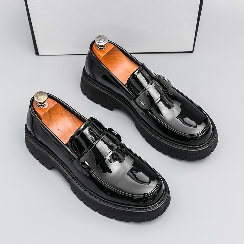 New Le Fu Shoes Men Thick Soled Breathable Comfortable Fashionable Big Toe Leather Shoes Men Business Office Shoes Sizes 38-46