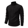 Men's Solid Color Textured Sweater Plus Velvet Thickened Casual High Collar Warm Knitted Pullover