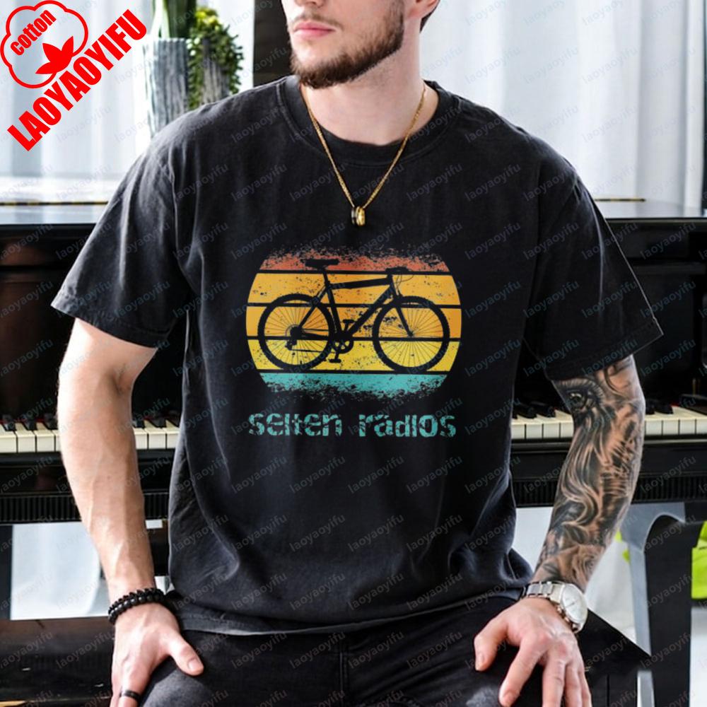 Rarely Radlos Cotton TShirt for Man Funny Retro Bicycle Tops Humorous Gift for Cyclists Vintage Bicycle Tee for Cycling Fans S