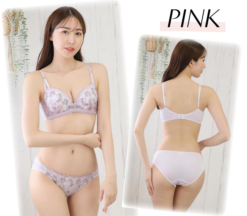 Chica Hurra Blue C65 Bra and Panty Floral Bouquet Embroidered Lace Bra with High Fits Large and Small Loose Suitable for Women in Their 40s and