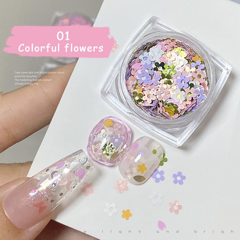 Nail Art Sequins Six Shapes Glitter Sweet Girl Accessories Manicure Supplies Colorful Sticker Make Up Diy Decals Decoration