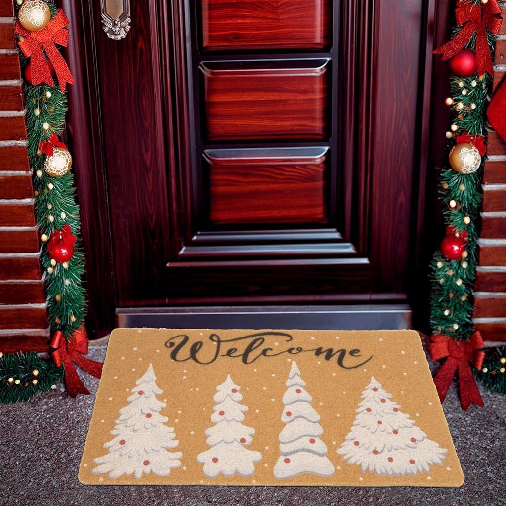 Christmas Decorative Front Door Rug Indoor Outdoor Non-Slip Mat Home Garden Entrance Welcome Doormat