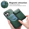 CASENEO For iPhone 17 Magnetic Case PU Leather PC Phone Cover with Detachable Card Holder Kickstand Compatible with MagSafe