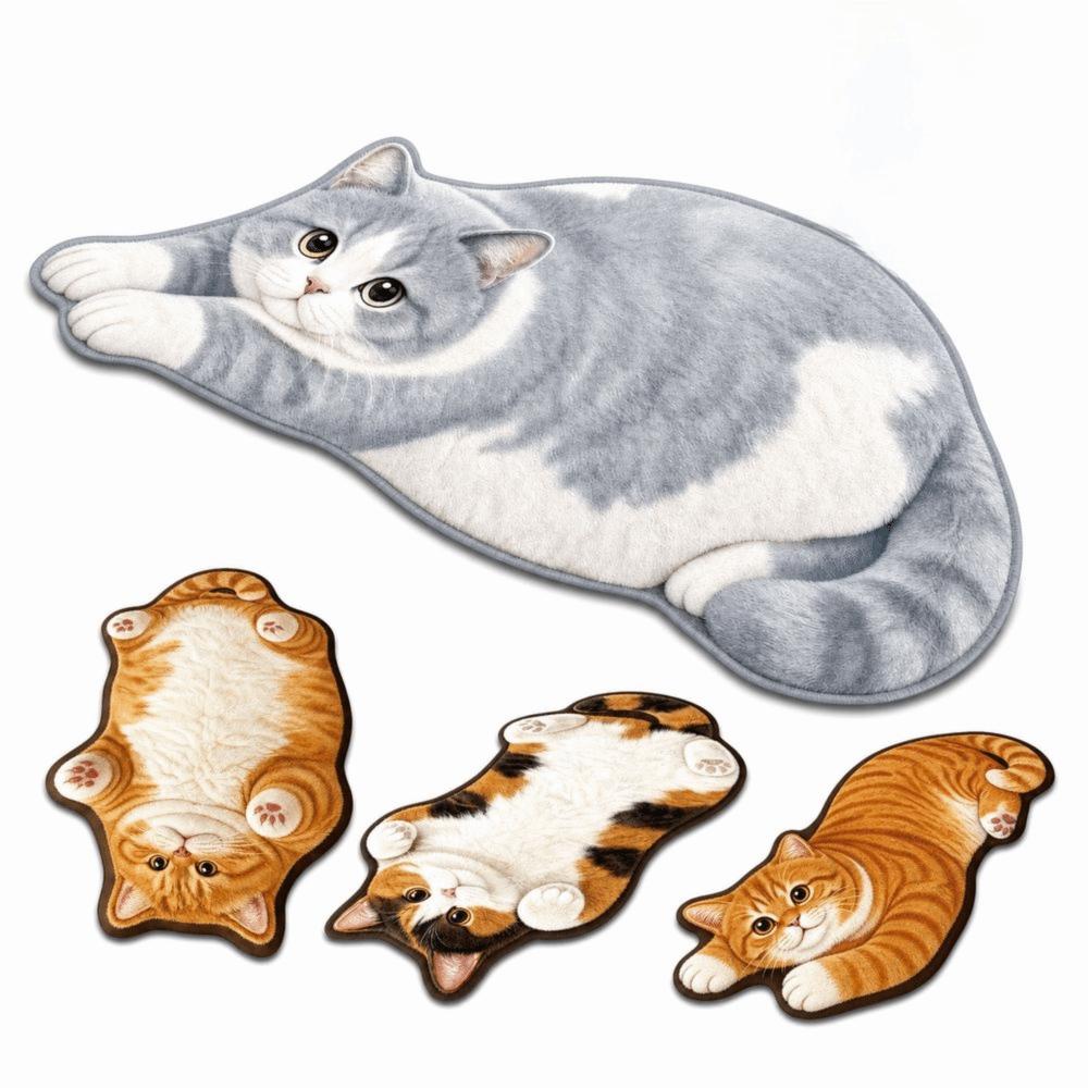 Decorative Rug Cat Shaped Rug Cat Pattern Cat Floor Mat Cute Animal Door Mat  Living Room Decor