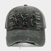 American personality trend leopard print English letters NYC ripped baseball cap men's and women's street fashion retro cap