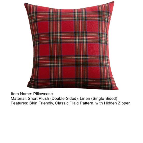 Copricuscino a Scacchi Natalizio Federa per Cuscino Albero di Natale con Cerniera Nascosta Copricuscino Plaid da Lancio per Decorazioni Festive per la Casa e la Fattoria