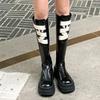 Platform Women Shoes Chelsea High Boots Fashion Punk Leather Motorcycle Boots Winter 2025 New Non Slip Chunky Goth Botas Mujer