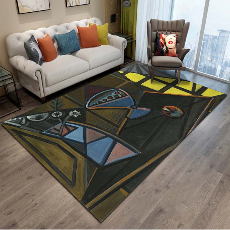 15 Größen Abstraktes Picasso Gemälde Künstlerische Teppiche für Schlafzimmer Bodenteppiche Wohnzimmer Heimdeko Weiche Flanellmatte Bereichsteppich Geschenk