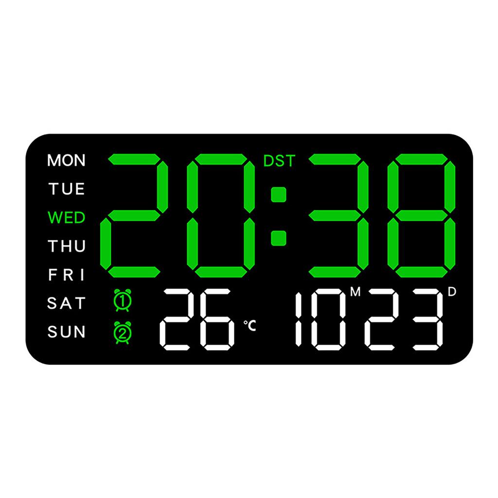 Voice-Activated Wake Up Alarm Clock Adjustable 12/24H LED Digital Wall Clock Control Temperature Date Brightness Hanging Clock