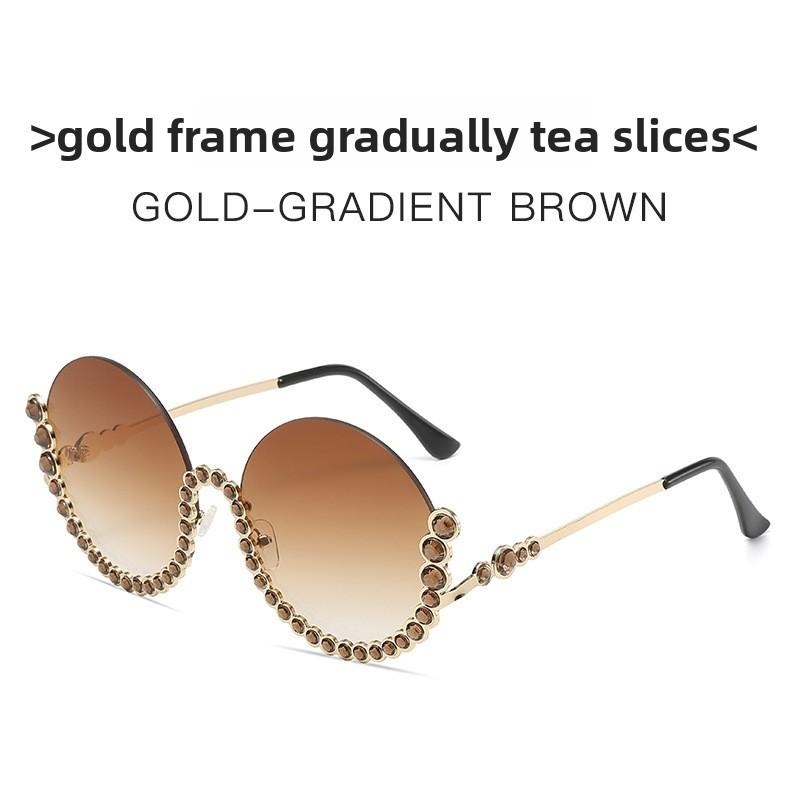 Metal Halfframe Sunglasses Uv400 Protection For Casual Outings