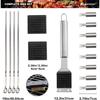 ROMANTICIST 23pcs Must-Have BBQ Grill Accessories Set with Thermometer in Case - Stainless Steel Barbecue Tool Set with 2 Grill