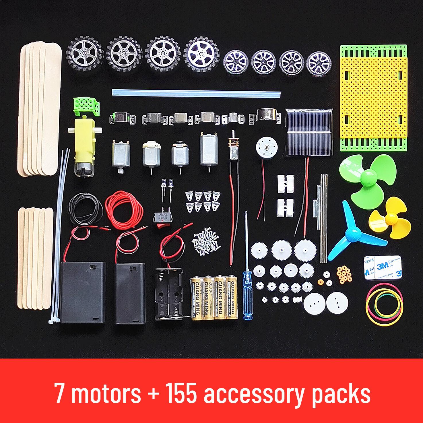 

DIY High-Speed Miniature DC Motor Gearbox for Science Models 5 Motors + 150 Accessories