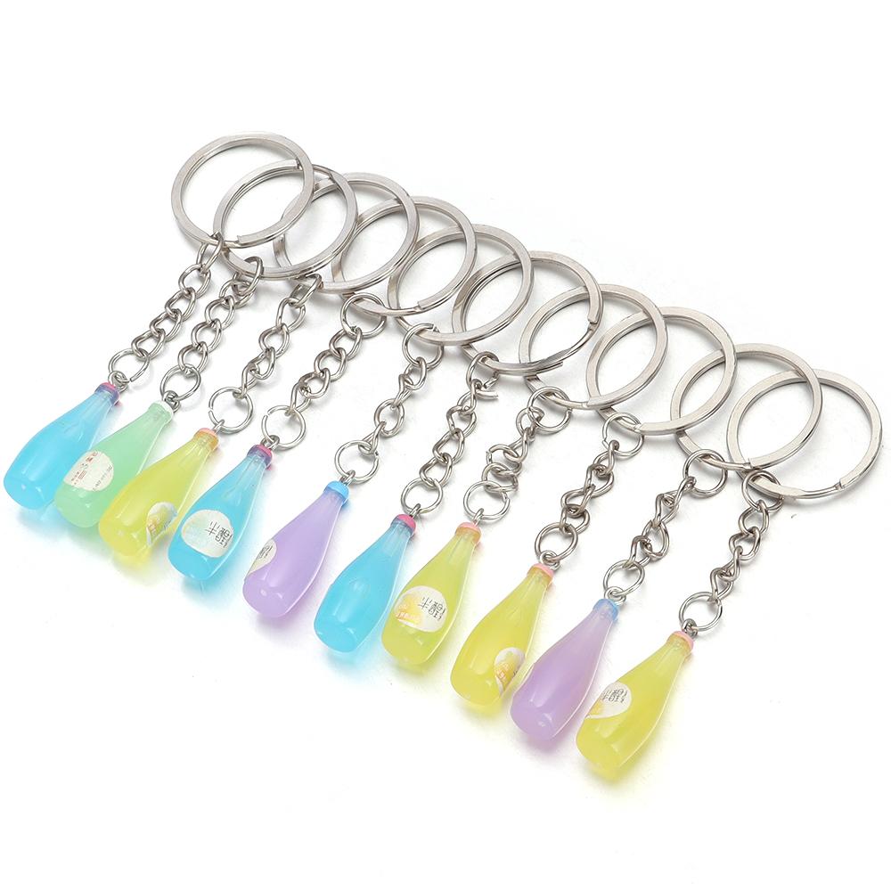 10pcs/lot Metal Flat Round Key Ring Key Chain With Acrylic Charms DIY Key Chain Pendant Connectors Jewelry Making Accessories