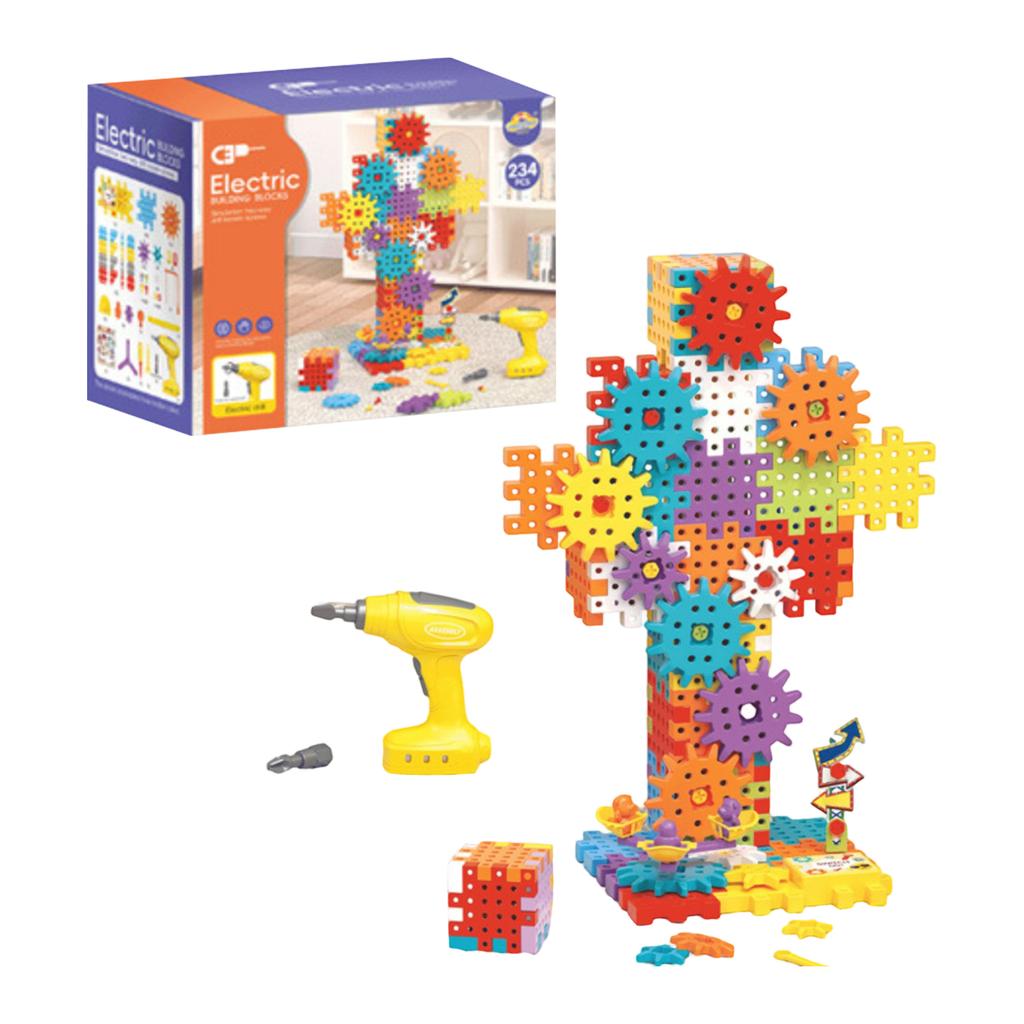 Electric DIY Educational Building Block, Mechanical Gear Linkage, Children's Educational Puzzle, Building Block Toy