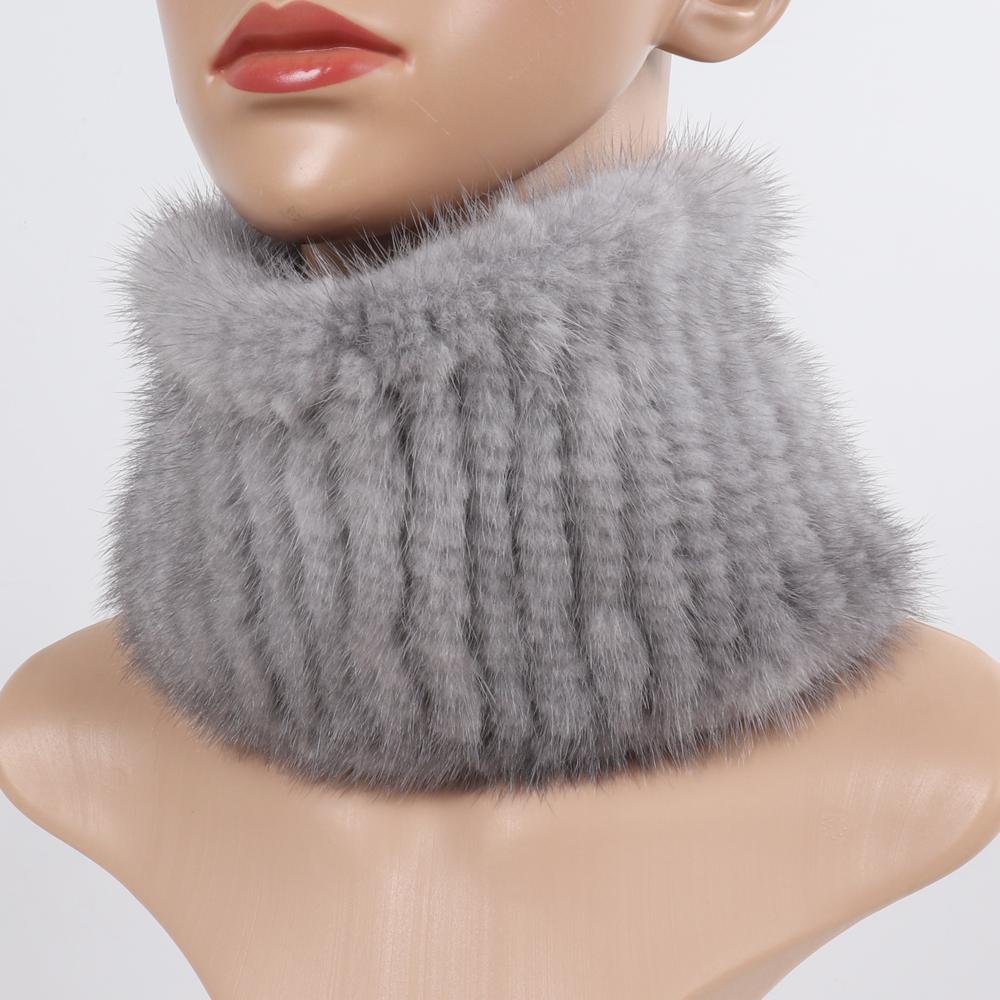 Hot Sale Women Winter Real Mink Fur Scarves Headbands Good Elastic Knitted Natural Mink Fur Scarf Lady Thick Warm Fur Muffler
