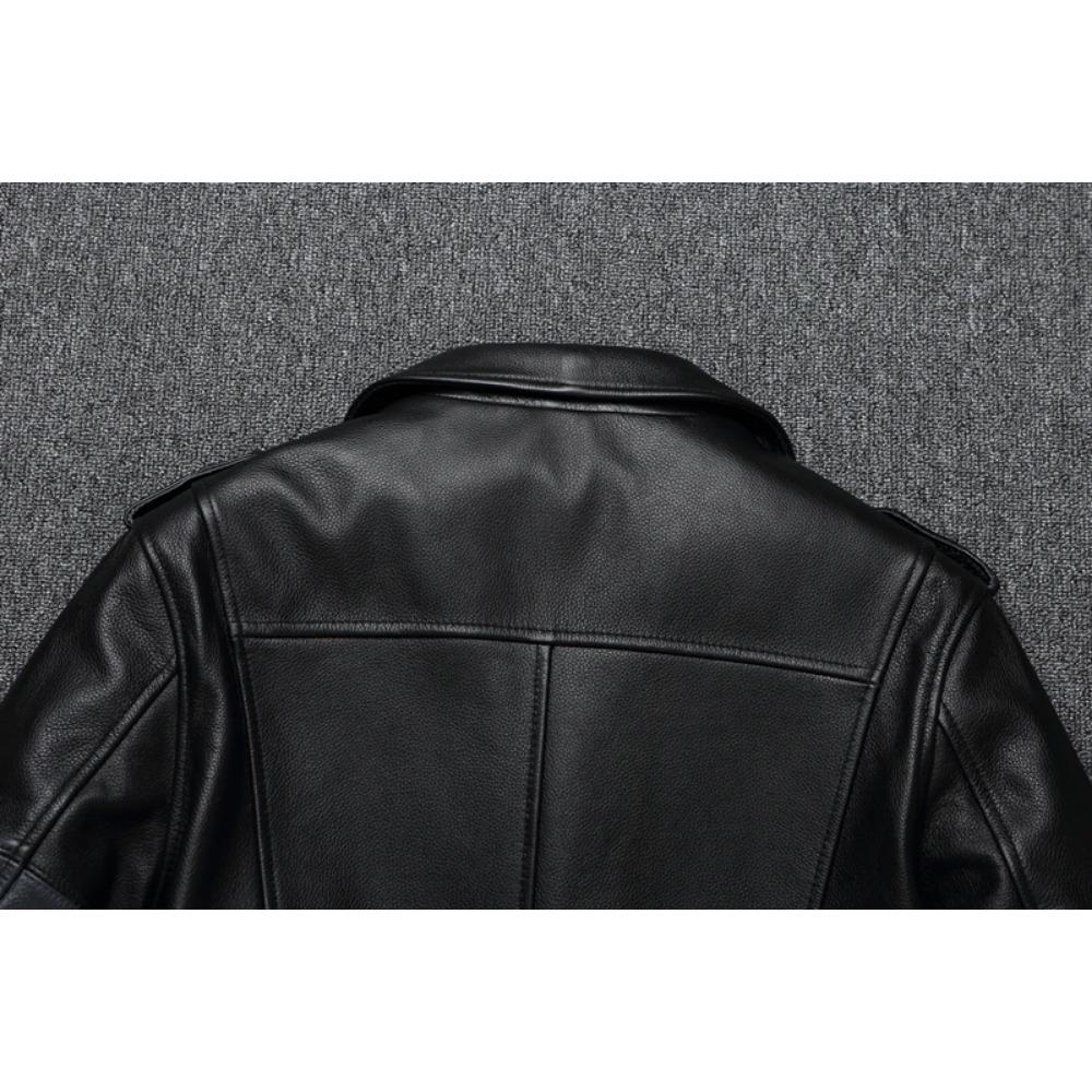 Chinese Size Classic Resident Men Leather Jacket Long Genuine Leather Coat Slim Fit Genuine Cowhide Mens Hunting Jacket Autumn