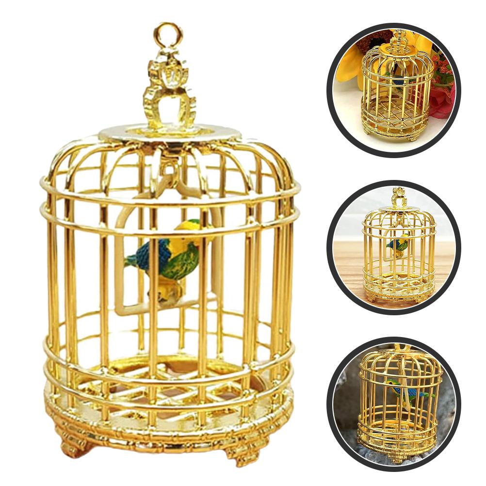 Мини Клетка для Птиц Розовое Золото Декоративные Клетки для Птиц Маленькая Имитация Клетки для Птиц Украшения Аксессуары Для Миниатюрного Домика Микро Масштаба 1/12