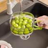 Large Draining Basket Cute Fruit Basket Retractable Water Filter Two-in-one Dehydration Vegetable Washing Basket with Lid