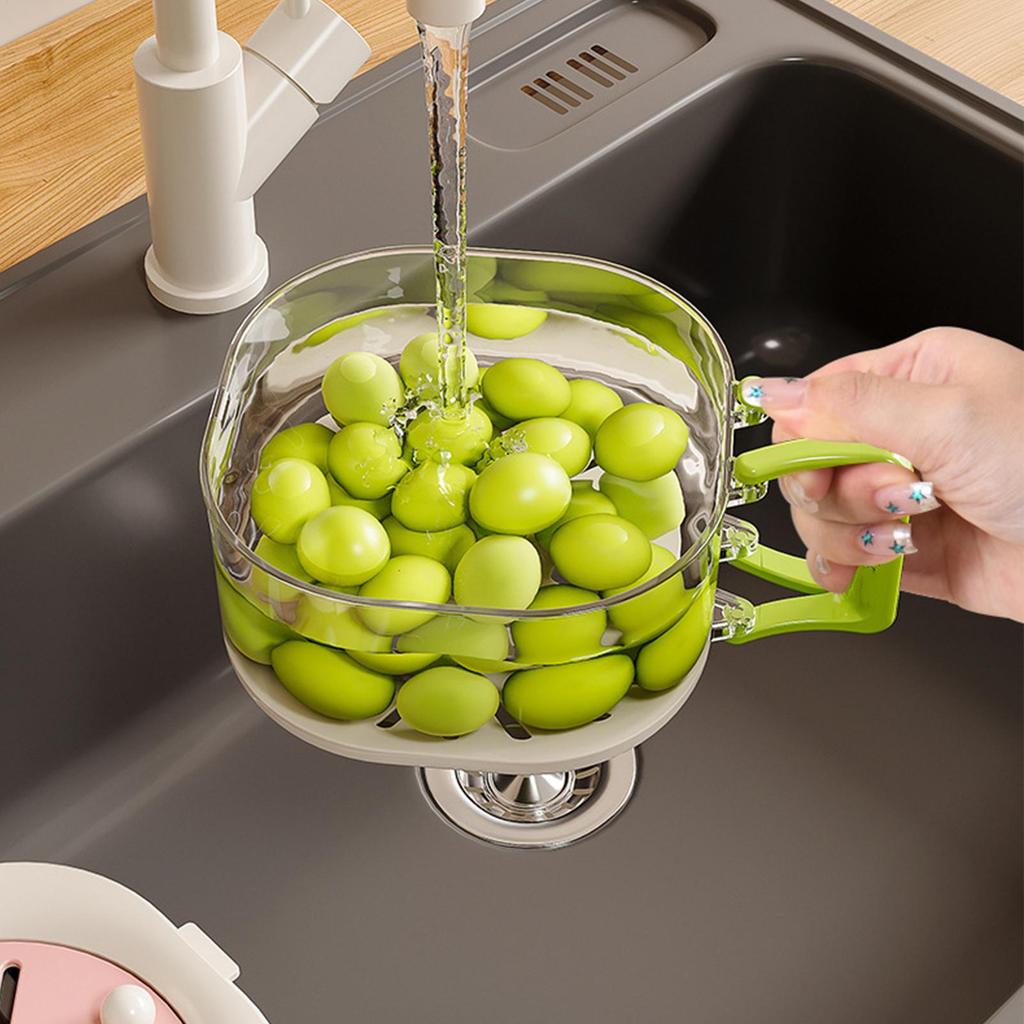 Large Draining Basket Cute Fruit Basket Retractable Water Filter Two-in-one Dehydration Vegetable Washing Basket with Lid