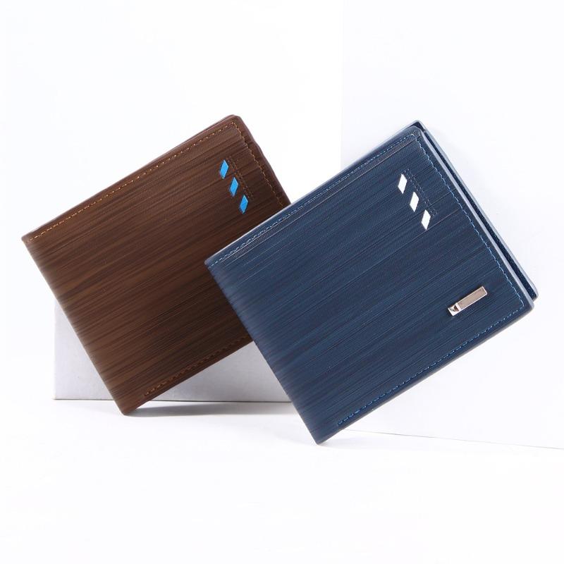 Men’s Slim Bifold Wallet Leather Short Wallet Vintage Business Card Holder Cash Pocket Compact Purse
