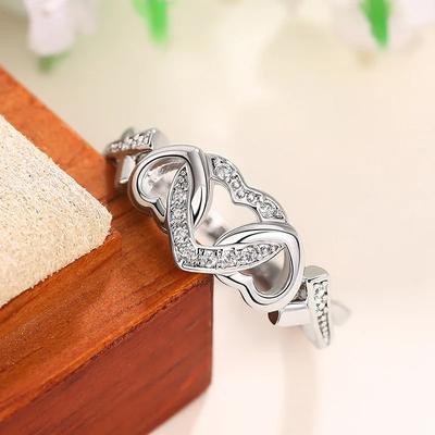 Sweet Love Design Ring Micro Inlaid Zircon European American Style Popular Buckle Jewelry Accessory