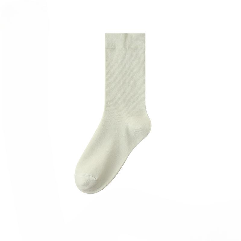 Female Spring and Autumn Pure Color Sweat Absorption Breathable Boneless Month In The Tube Pile Socks
